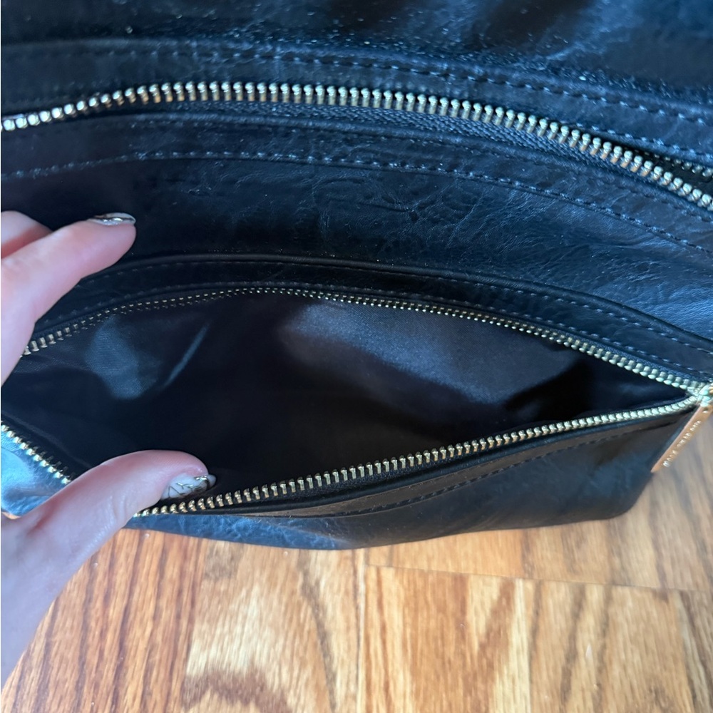 The Honest Company Black Faux Leather Backpack with Gold Hardware - Picture 3 of 11
